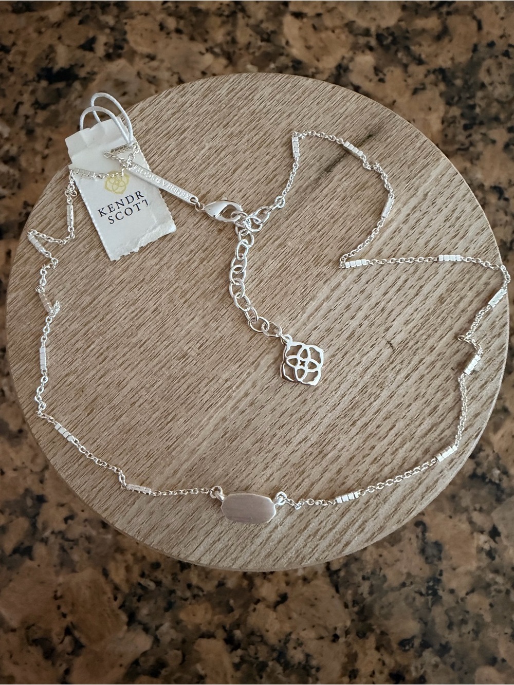 NWT Kendra Scott Fern Short Pendant Necklace - Bright Silver - Brand New